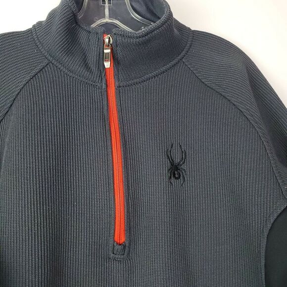 Spyder Men's Heavy Core Sweater Jacket Gray Black 1/2 Zip Size Large - Picture 2 of 5